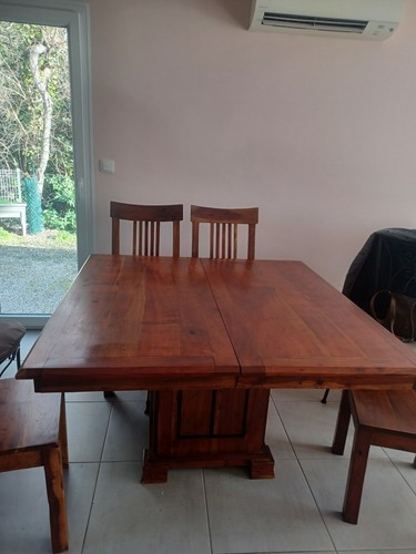 Table acacia massif 130x130 - acacia,