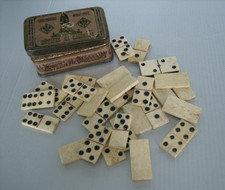 Antique MINI Full Bone Domino Game