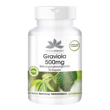 Graviola 500 mg - 90 gélules, Annona muricata pour 3 mois, végétalien | herba...