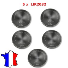 5 Piles Bouton LIR2032 Li-ion Rechargeable 3.6V CR2032 Batterie Battery Accu