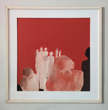 Figures sur fond rouge -