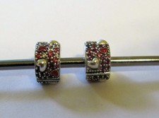 Pair (2 ) NEW Silver Pandora Asymetrical Pave Hearts Charm CZ Clip Bead 797838