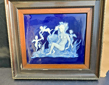 LIMOGES PORCELAIN PAINTING DOUGH ON DOUGH ANGELS MYTHOLOGY SIGNED 42X37CM.