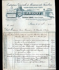 PARIS (XI°) FUNERARY MONUMENTS / GRANITE MARBLE "LECREUX & LARDOT" in 1900