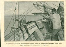 Antique 1925 Johan Hjort Whale Harpoon Launch Document from Magazine