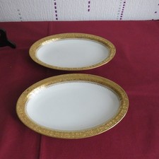 2 raviers en porcelaine limoges Theodore Haviland double incrustation or