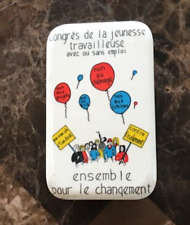*Vintage 2¾'' Pinback Button - Congrès de la Jeunesse Travailleuse