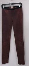 Helmut Lang Burgundy/Pink Stretch Plonge Lamb Leather Legging Pant sz 4