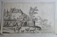 Ecole FRANCAISE XVIII DESSIN LAVIS PAYSAGE ANIME CHATEAU PAYSAN ANIMAUX 1800