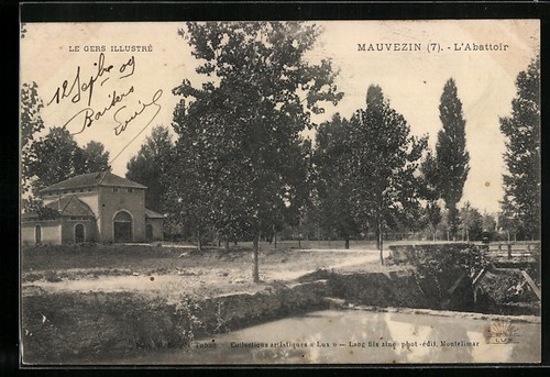 Cpa mauvezin abattoir 1909 - cpa, l´abattoir