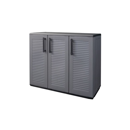 Armoire basse grise portes 1 - grise,