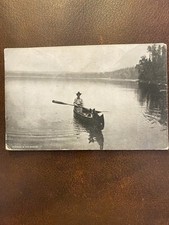 1909 - Canoeing in the Rockies Colorado - Antique Vintage Postcard
