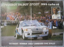 Peugeot 205 T16 1984 Lombard RAC Rally Winner Poster