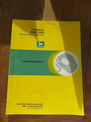 Livret entretien john deere - d'entretien,