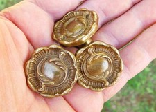 Ø31mm, 3 old furniture buttons handle, door, drawer, Art Nouveau style, decoration