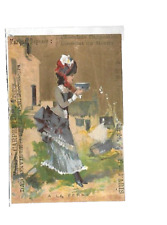 ANTIQUE CHROMO Advertising CHOCOLATE CARPENTER Gold Bottom Pretty Lady on the Farm