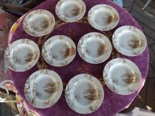 10 Assiettes Creuses Terre de Fer Creil et Montereau Service Cerisier Sépia 23cm