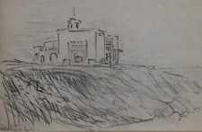 Georges Ricard-Cordingley (1873-1939) (133) - fusain - hôtel à Agadir (Maroc)