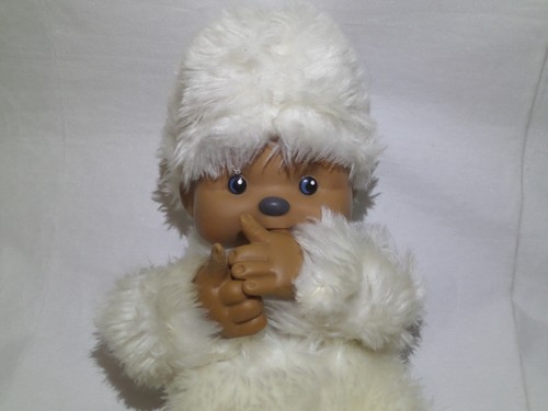 Peluche vintage singe - , blanc