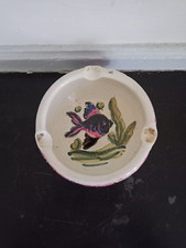 Cendrier en céramique style Vallauris décor de poissons