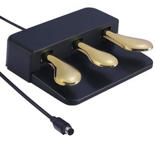 Portable 3-Pedal Board unit for Electric pianos keyboards Gold