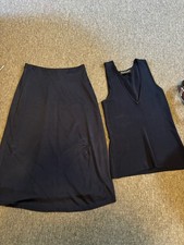 Vintage Ralph Lauren Collection Classics Medium Blue Skirt Top Set Flawed Read