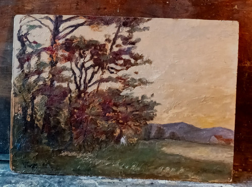 Huile ancienne paysage - paysage, au
