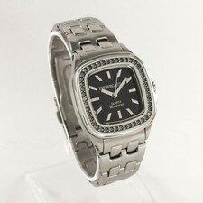 Dyrberg/Kern Square Silver Black Women's Wrist Watch Quartz Diamonds Steel