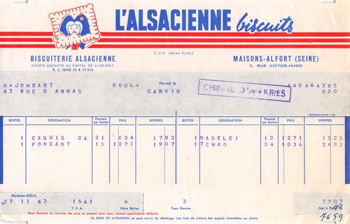 Facture 1963 biscuiterie - ,