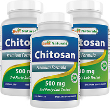 3 Pack Best Naturals Chitosan 500 mg 120 Tablets