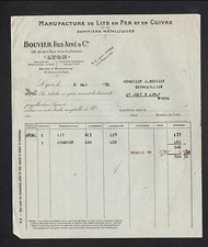 LYON (69) IRON & COPPER BED & BED BASE FACTORY "BOUVIER Fils Ainé" in 1931
