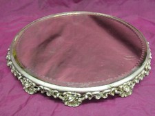 Antique Victorian silver plate mirrored Plateau Vanity Dresser tray. 13"