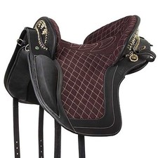 Selle de cheval espagnol fait main en cuir avec vache marron taille 17" pouces