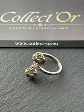 Bague Or blanc 18K - double diamants taille rose - T53/54 - 5.15g