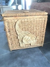 Coffre à jouets malle en osier enfant éléphant