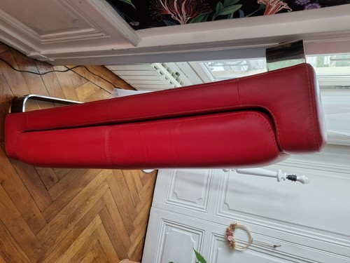 Banquette salon cuir rouge - cuir,