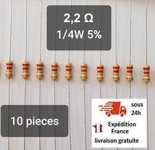 Résistance 2,2ohm 10 pièces 1/4W 5% Resistance Cuche Métal 2,2 ohm