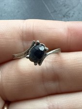 Ancienne Bague En Argent Massif 925 Jonc Alliance Anneaux Créateur simple bleu