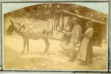 France, transport, street vendor, cart and horse vintage albumen pri