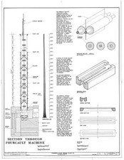 17. Section through Fourcault machine; machine roller and debiteuse details -