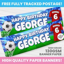 FOOTBALL BIRTHDAY BANNER PERSONALISED ANY NAME PHOTO PARTY BANNERS GIRL BOY