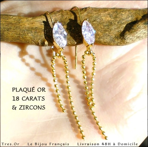 Plaqué carats zircons - or, &