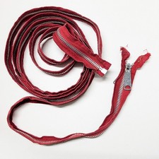 Vintage 8 Ft TALON Industrial Heavy Duty Zipper - Open End, Red Cotton, USA Made