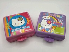 2010 Lot Of 2 Hello Kitty Sandwich Container By Tupperware Purple Pink 