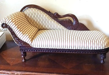 Doll or Cat Bed Victorian Empire Style Chaise Lounge Couch Carved Swan 36x16x19
