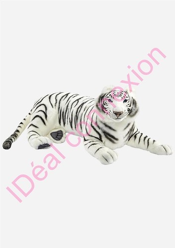 Giant white tiger plush lying