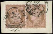 Cérès, Yvert 58c, paire oblitérée tête-bêche, certificat Roumet, TTB, cote 2750€