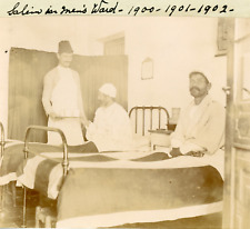 Maghreb, Men in Beds d&#039;hospital, ca.1910, vintage citrate print wine