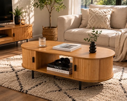 Table basse ovale - table, bois