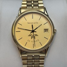 Vintage Tiffany & Co 25 Years Quartz Watch by Cyma Gold Tone 33mm ETA - New Bat